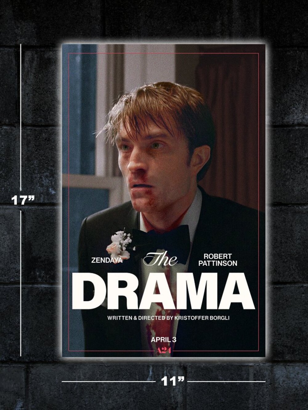 The Drama movie poster - 11x17 wall art print merch Zendaya Robert Pattinson